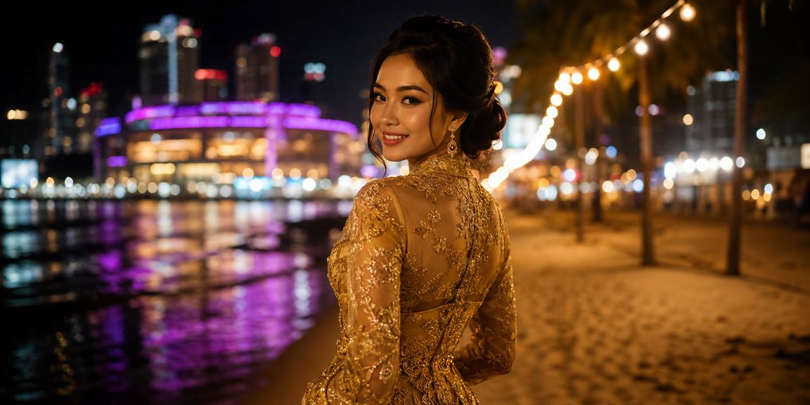 Pengguna wanita berbaju kebaya menikmati platform kasino 350e di Kuala Lumpur