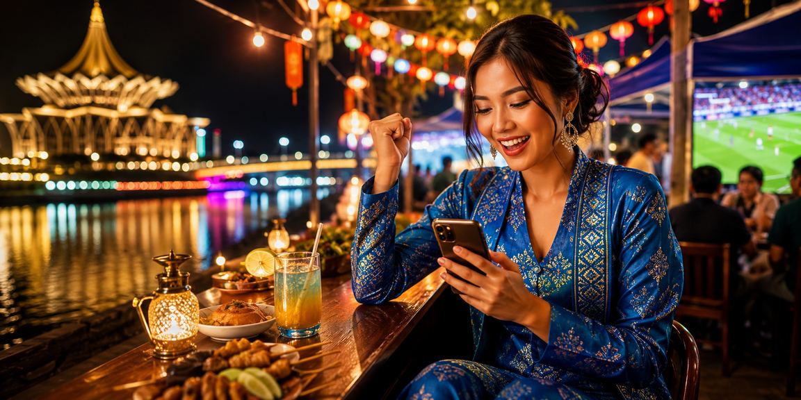 Pengguna Kuching mengakses promosi kasino mudah alih dengan pakaian baju kurung