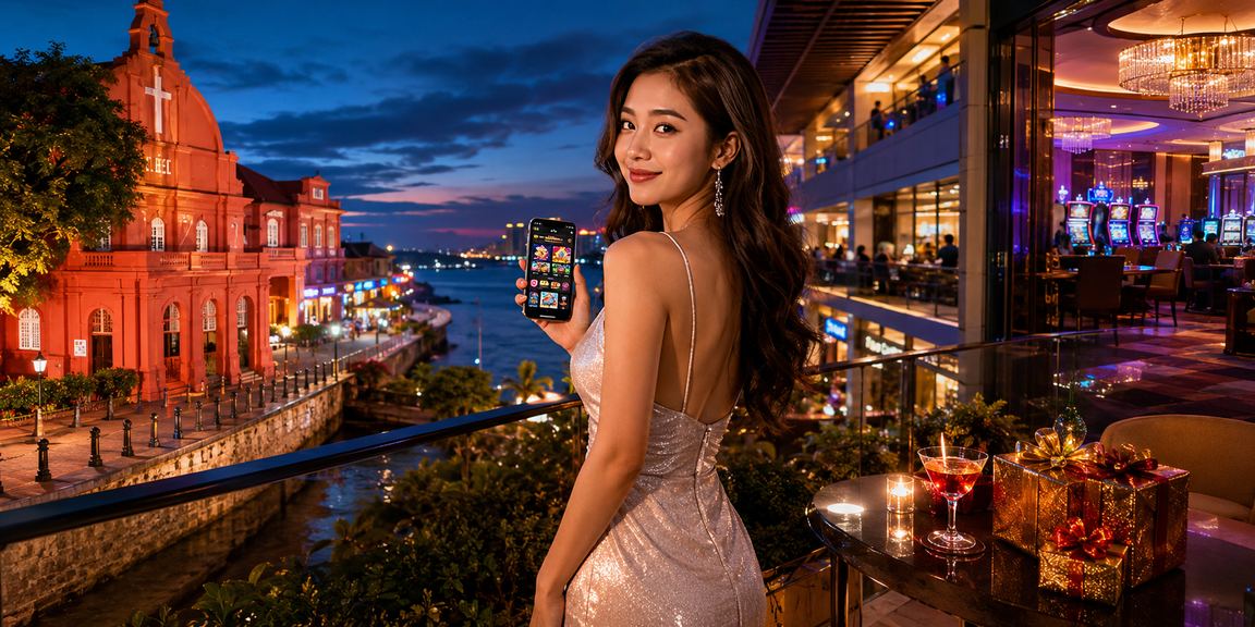 Pengguna Melaka mengakses aplikasi kasino dan jackpot dengan gaya pakaian Melayu tempatan