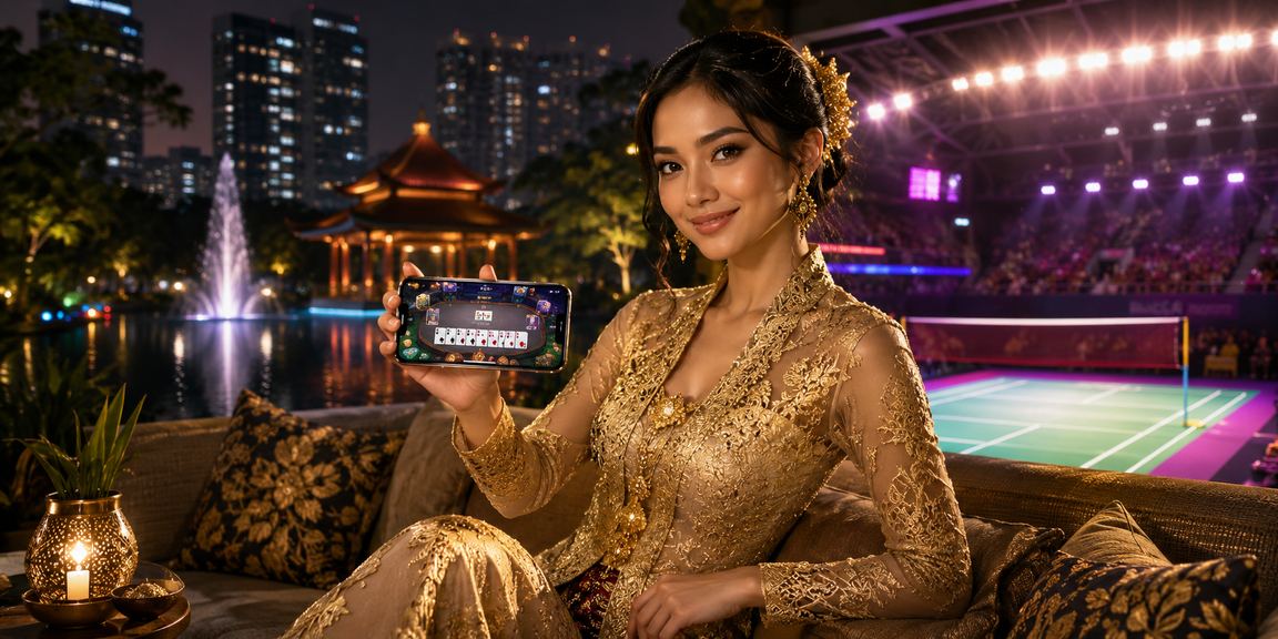 Permainan nombor loteri gaya Malaysia dengan pakaian kebaya tradisional