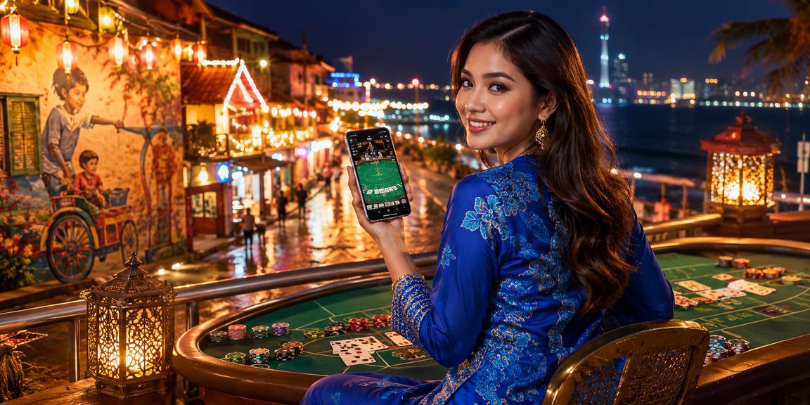 Pemain baccarat di Penang dengan pakaian baju kurung menikmati permainan jackpot kasino